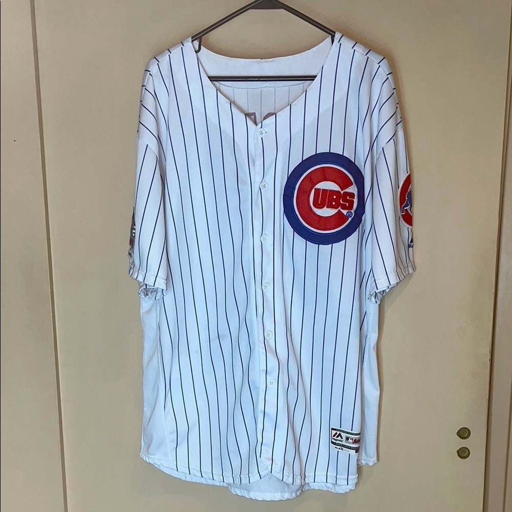 Cubs White and Blue Pinstripe Jersey size 52 2016 championship #70 Maddon Coach